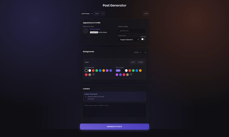 SMPG - Social Media Post Generator Interface